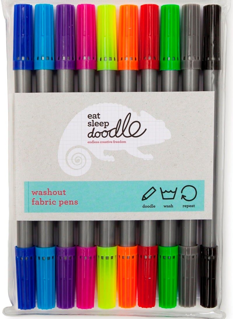eatsleepdoodle Original Doodle Washable Markers (Classic Colors: Pack of 10) Double-Ended Felt Tip Wash-Out Fabric Markers - Image 4